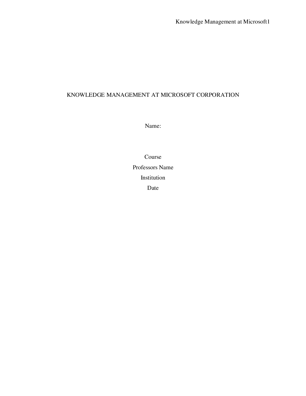 Preview image for KNOWLEDGE MANAGEMENT AT MICROSOFT CORPORATION